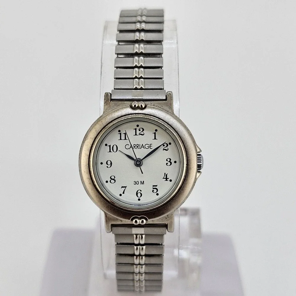 Carriage Timex Women's Watch 25MM White Dial Gray Expansion Band‎ 6